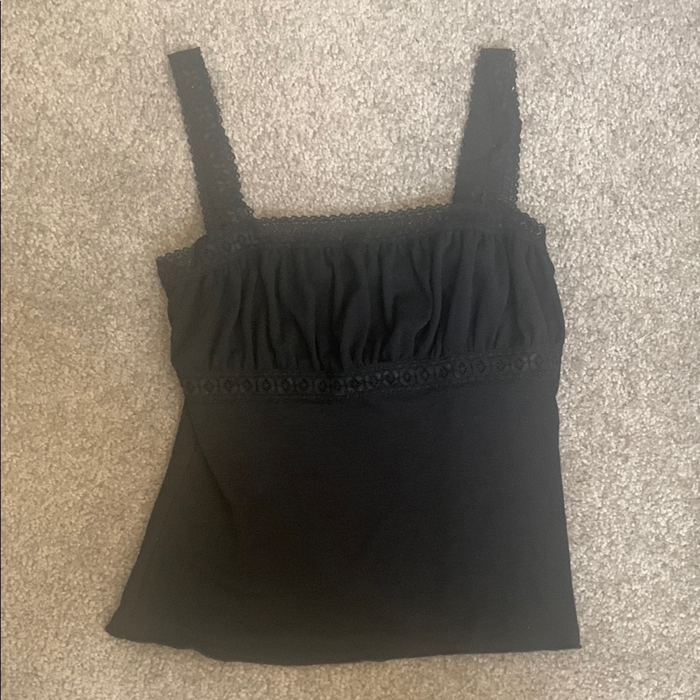 Elegant Black Lace Trimmed Women's Top